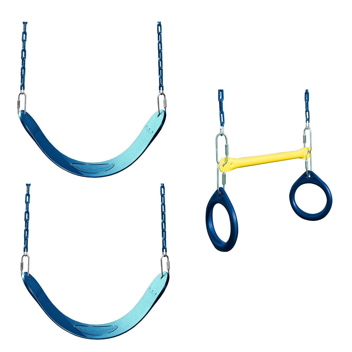 2 Pack of Blue Swing Seats with Ring/Trapeze Combo