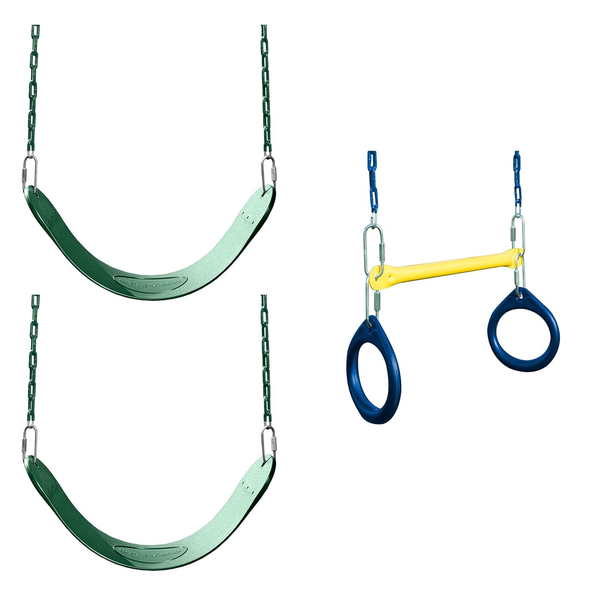 2 Pack of Green Swing Seats with Ring/Trapeze Combo