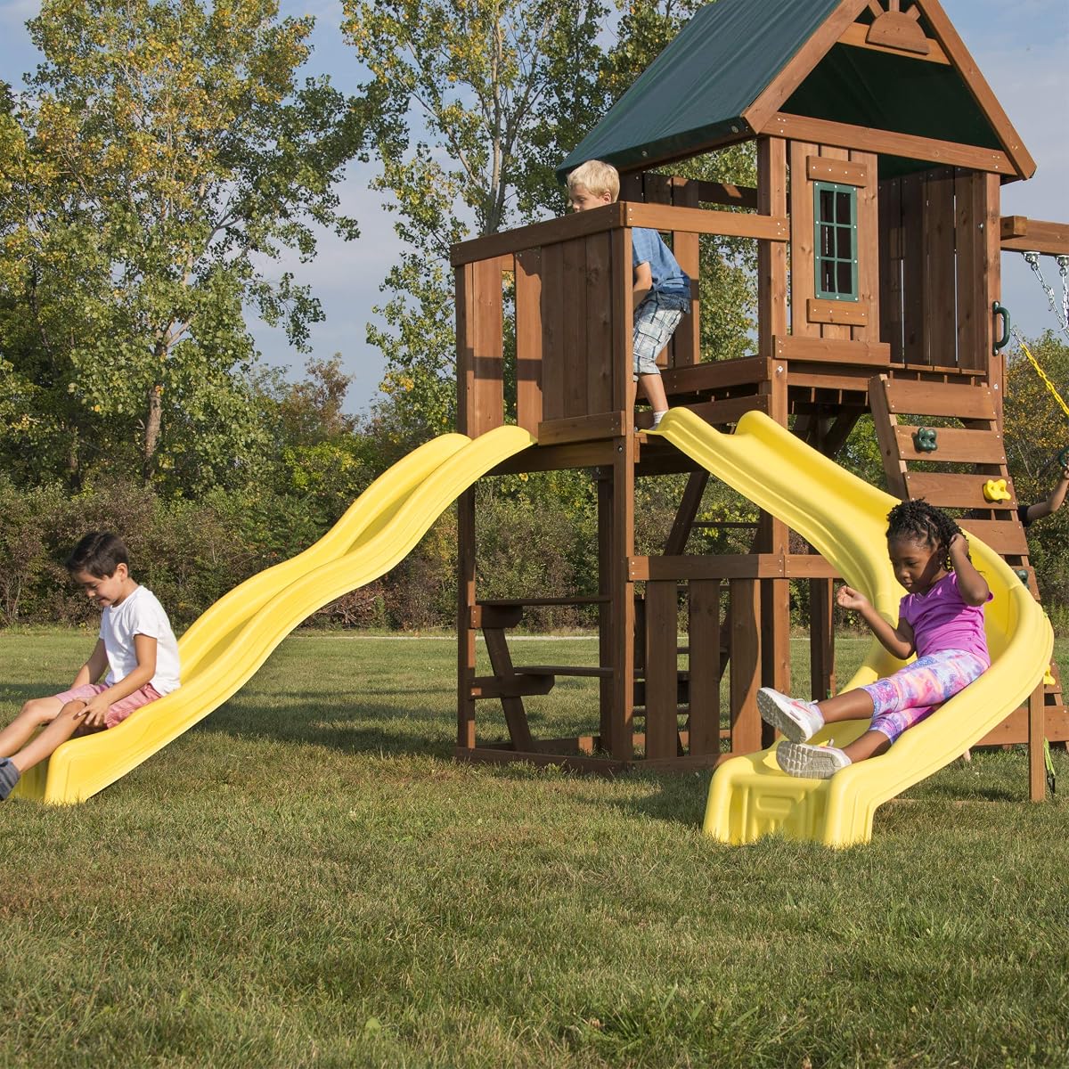 Castlebrook Swing Set with Two Slides