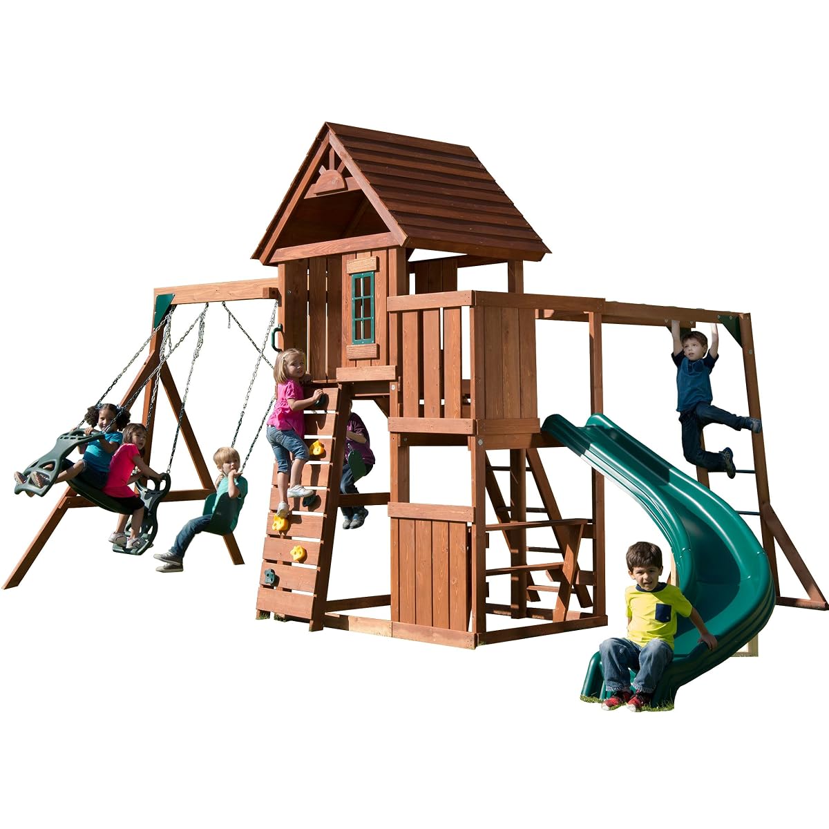 Cedar Brook Wooden Swing Set Play Set with Two