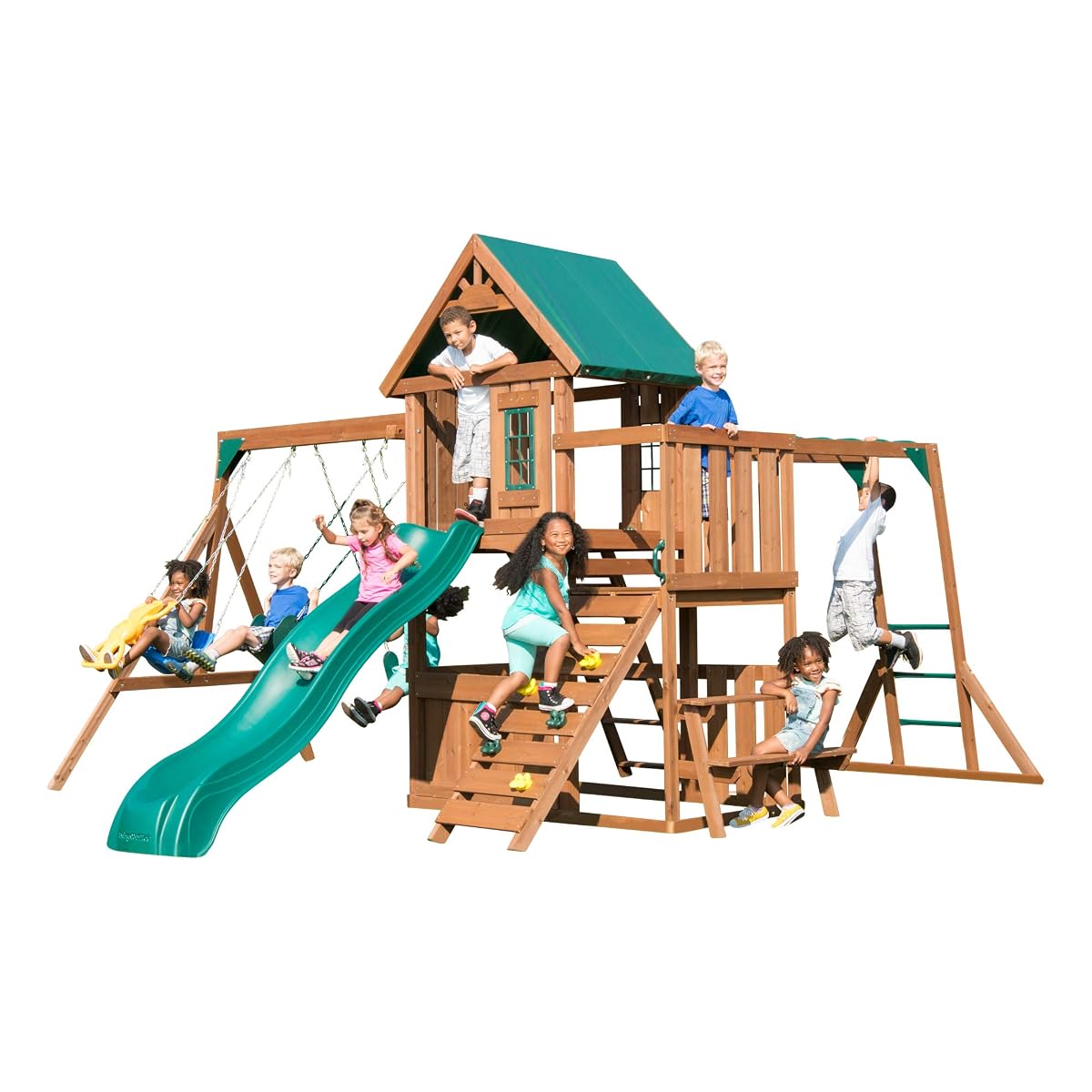 Fremont Wooden Swing Set with Slide