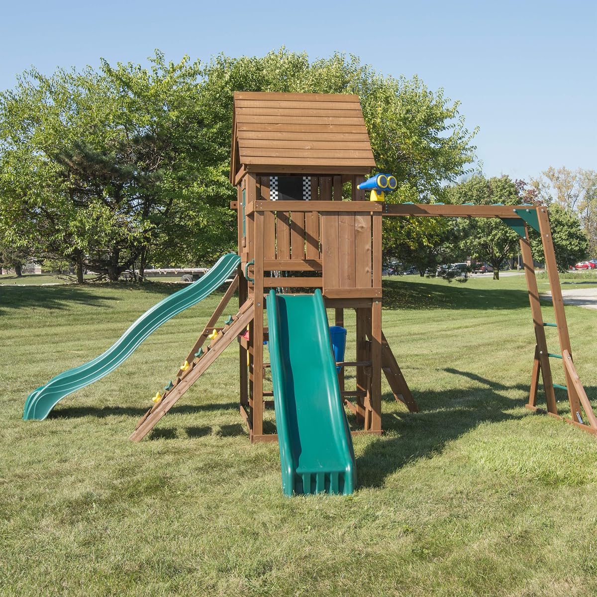 Knightsbridge Super Wooden Swing Set with Two Slides
