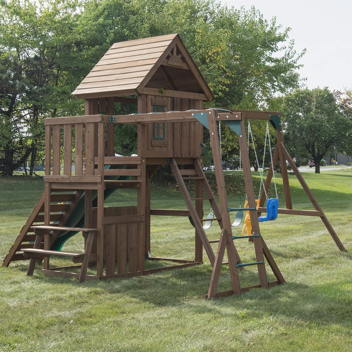 Knightsbridge Ultimate Wooden Swing Set with Slide
