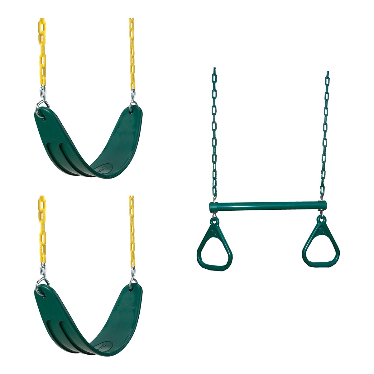 Two Extreme Duty Green Swing Seats with a Heavy
