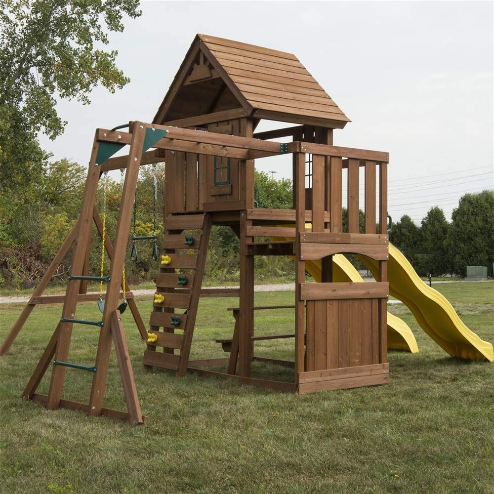 Wooden Timberview Play Set with Two Slides