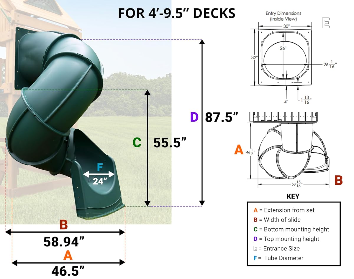Quick Connect 5 Foot Turbo Tube Slide Plastic Enclosed
